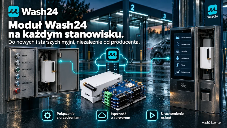 Moduł Wash24 łączący się z urządzeniami różnych producentów i serwerem